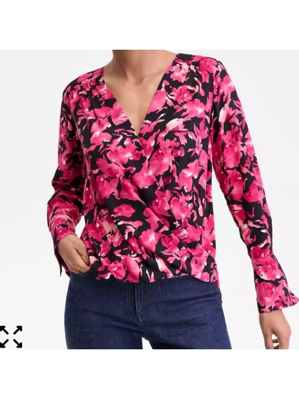 I.N.C. International Concepts Women's Surplice Long-Sleeve Blouse Size Small